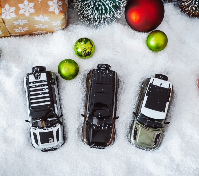 Land Rover Defender im Schnee – Weihnachtskampagne für Auto Stopka