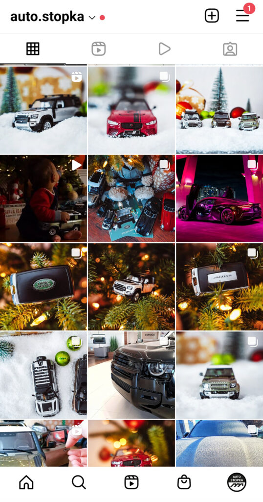 Instagram-Feed von Auto Stopka mit der Weihnachtskampagne