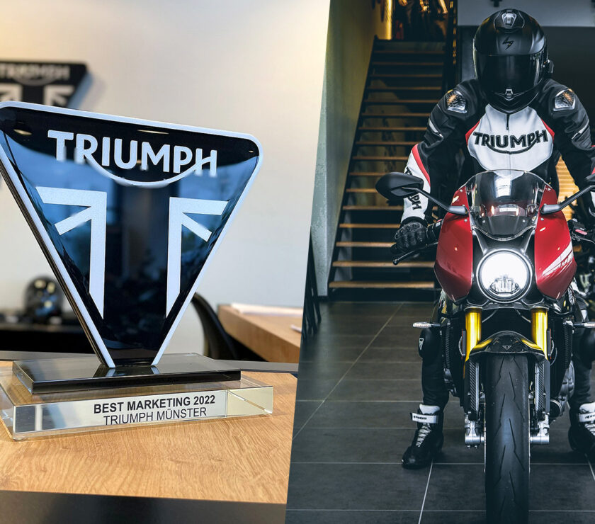 Best Marketing 2022 award of Triumph Motorcycles Germany for Triumph Münster