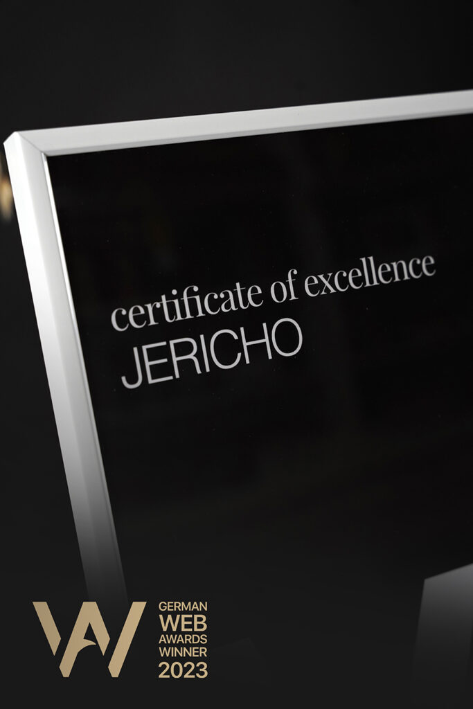 Certificate of excellence – German Web Awards 2023 winner JERICHO
